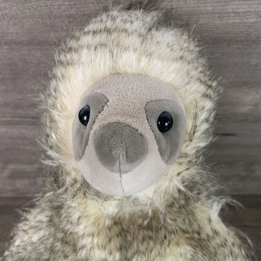 Sloth Plush Stuffed Animal Toy Fuzzy Hairy Brown Beige Patterned Paws Marshalls - Picture 6 of 11